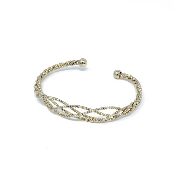 VINTAGE Braided Gold Adjustable Bangle Bracelet - Picture 3 of 9